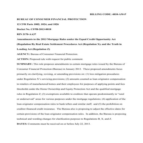 Cfpb proposed modifications-mortgage-rules