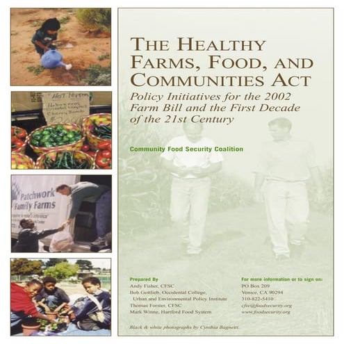 The Healthy Farms, Food and Communities Act 2002