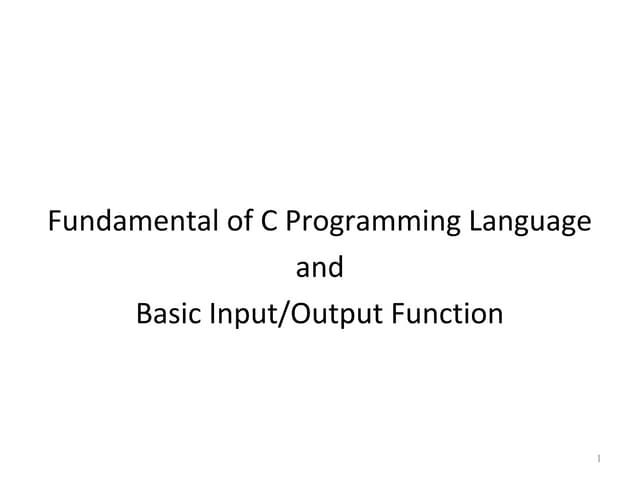 C fundamentals | PPT