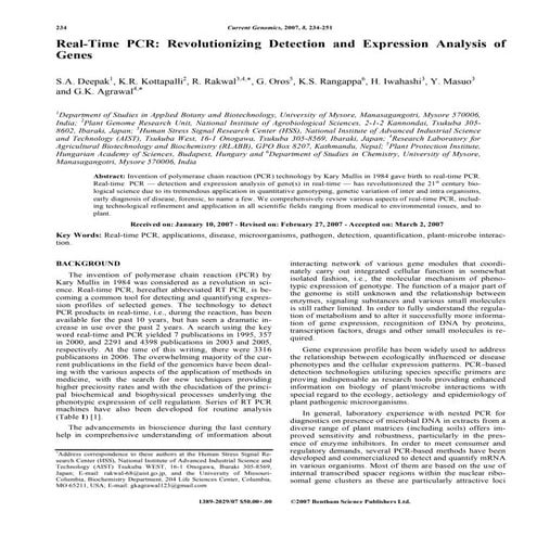 Gene Expression Analysis by Real Time PCR | PPTX