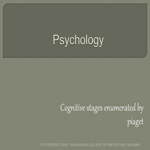 COGNITIVE STAGES ENUMERATED BY PIAGET