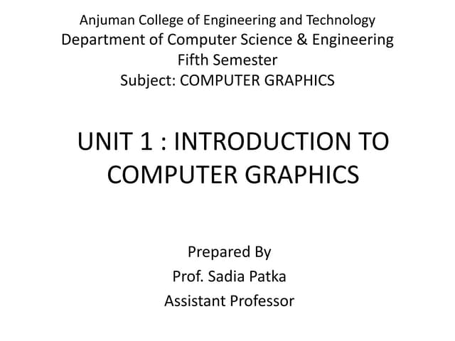 Introduction to Computer Graphics | PPTX | Computer Animation ...