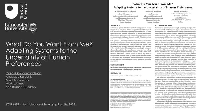 What Do You Want From Me? Adapting Systems to the Uncertainty of Human Prefer...