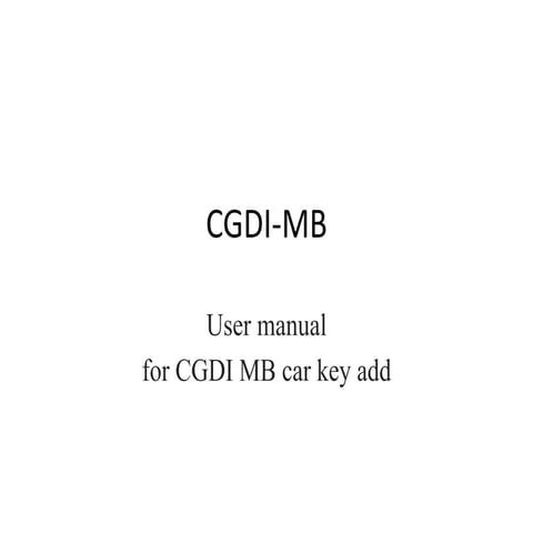Cgdi prog mb key programmer user manual | PDF
