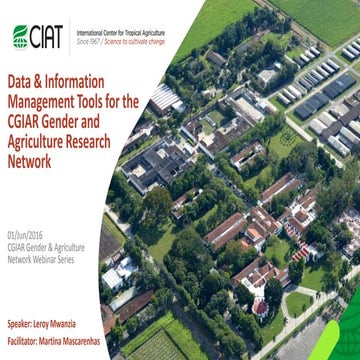 Data and Information Management Tools for the CGIAR Gender and Agriculture Re...