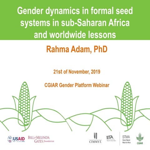 Gender dynamics in formal seed systems in Sub-Saharan Africa and worldwide le...