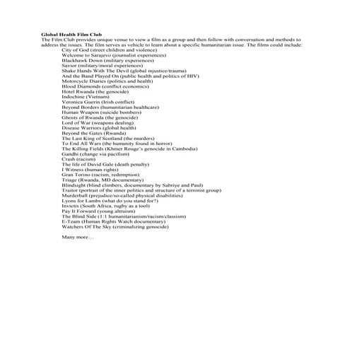 Global Health/CGI Film Club 