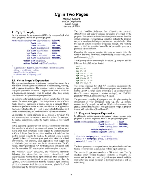 Cg in Two Pages