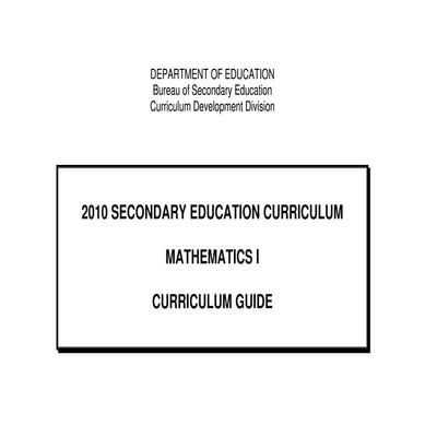 MATH I  CURRICULUM GUIDE  (SEC)