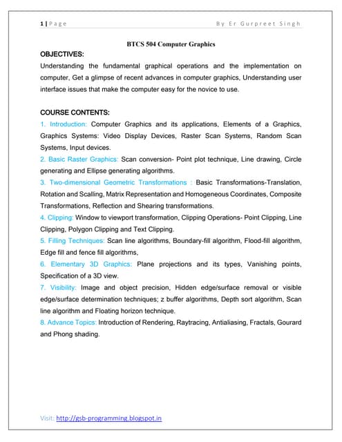 Computer Graphics Notes