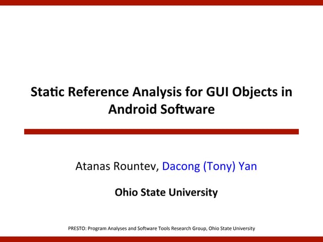 Static Reference Analysis for GUI Objects in Android Software