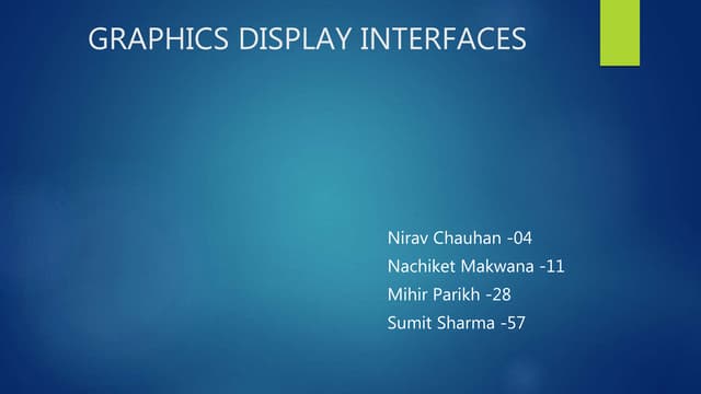 Virtual Reality: Graphics Display Interfaces
