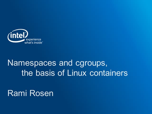 Advanced Namespaces and cgroups