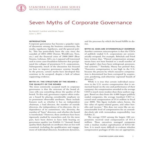 Seven Myths of Corporate Governance 