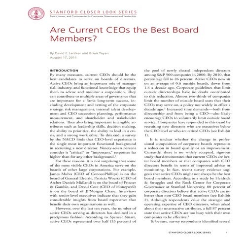 Are Current CEOs the Best Board Members?