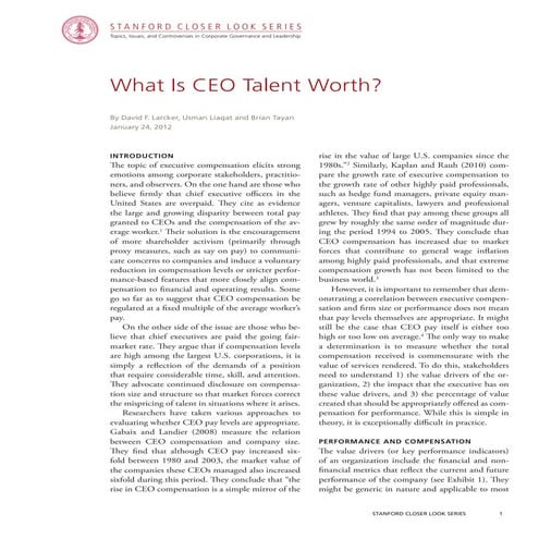 What Is CEO Talent Worth?