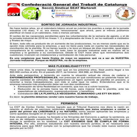 Hoja informativa Cgt Seat 180605