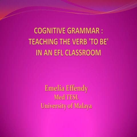 Cognitive Grammar:  teaching the verb 'to be'
