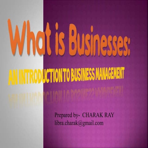 INTRODUCTION TO BUSINESS MANAGEMENT