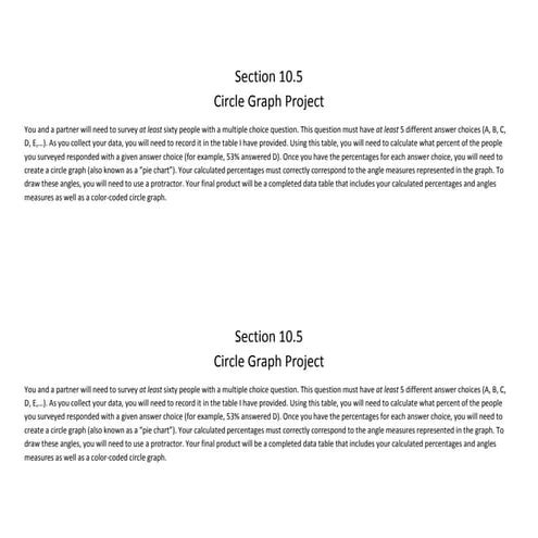Ch.10.5 Circle Graph Project