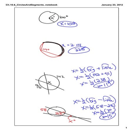Ch.10.6 Circles and Segments