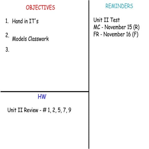 Ch. 10 Models Classwork