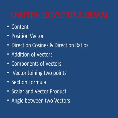 CH-10 VECTOR ALGEBRA( PPT).pptx | Physics | Science