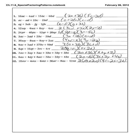 Ch.11.6 Special Factoring Patterns