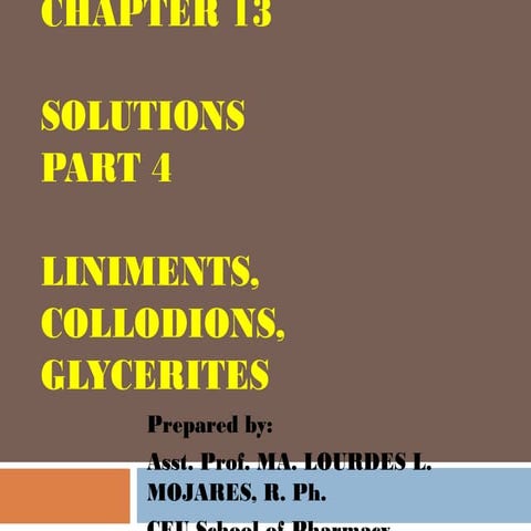 Ch.13  part 4 liniment, collodion, glycerite
