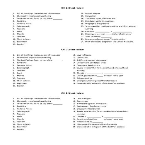 Ch. 2 3 test review 2013