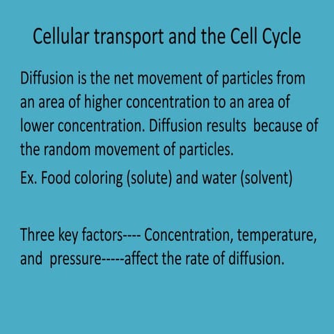 Cellular Transport and the Cell Cycle | PPTX