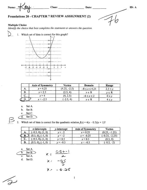 Ch. 8&9 review assignment key | PDF