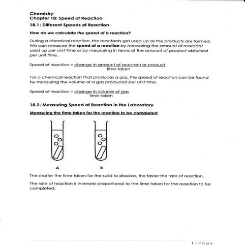 Ch. 18 Speed of Reaction | PDF