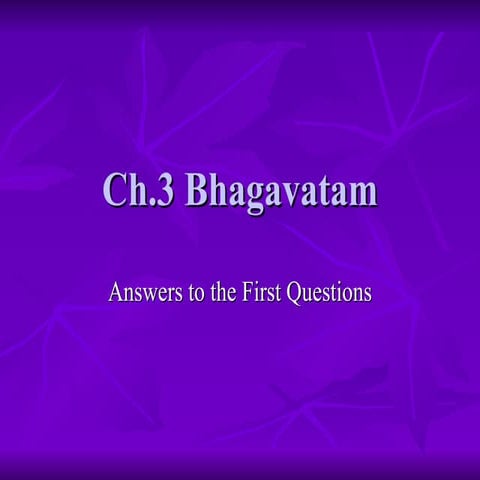 Ch 3 Bhagavatam