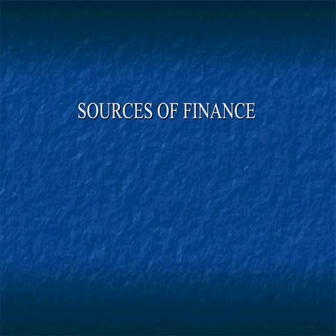 sources of finance