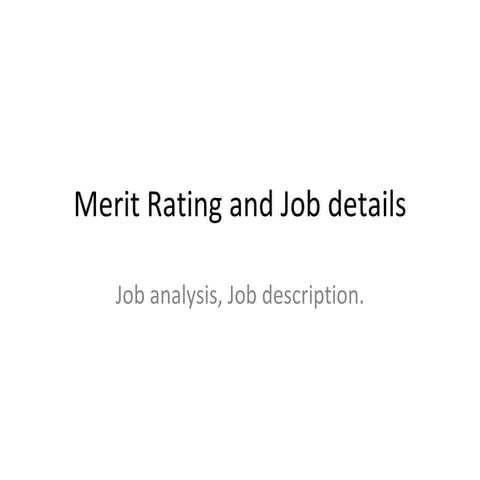 Ch 4 merit rating and job details