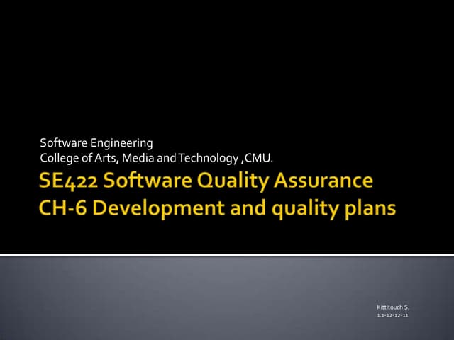 Ch 6 development plan and quality plan