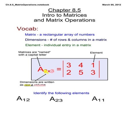Ch.8.5 Matrix Operations