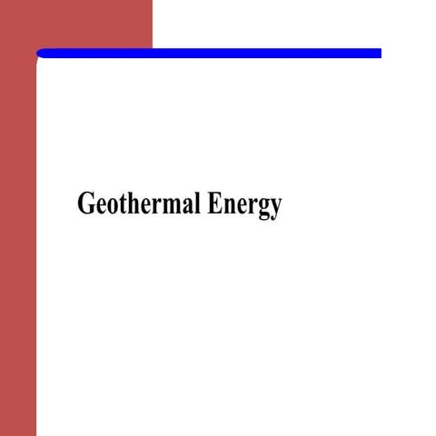 Geothermal Energy Resources or Geothermal power plant