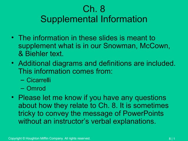 Ch. 8 Supplement