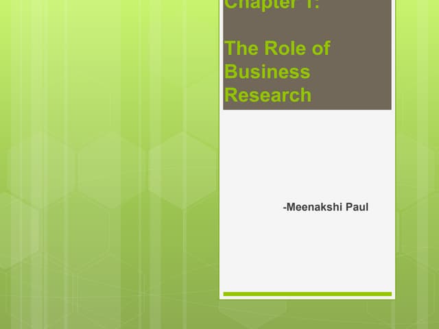 Ch01 The Role of Business Research