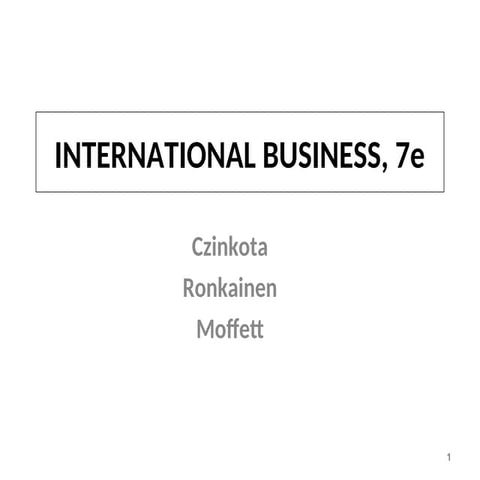 International Business Trade Theories...