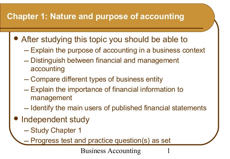 nature and purpose of accounting