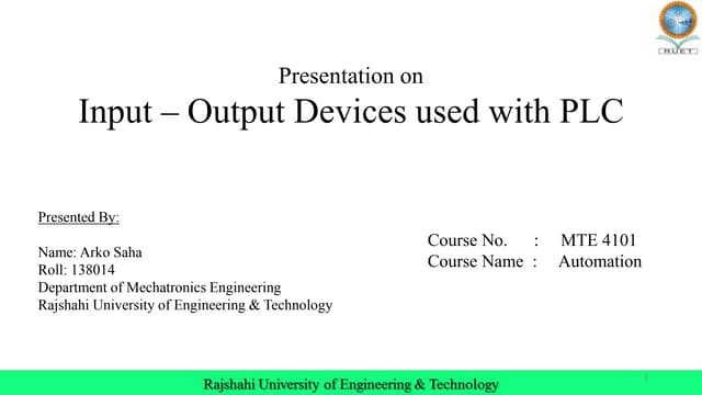 Input - Output Devices for PLC