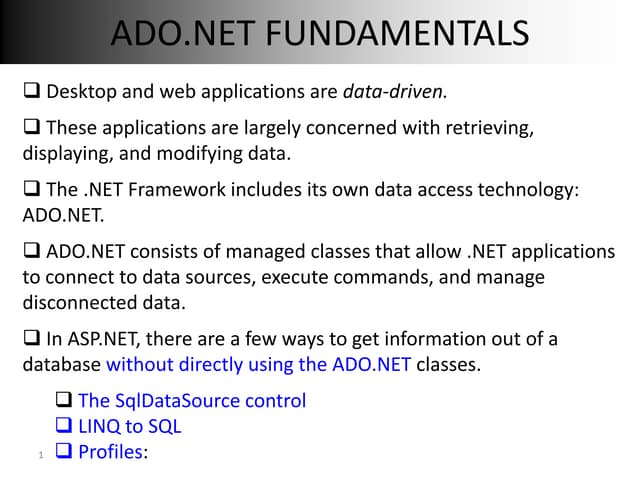 Ch06 ado.net fundamentals