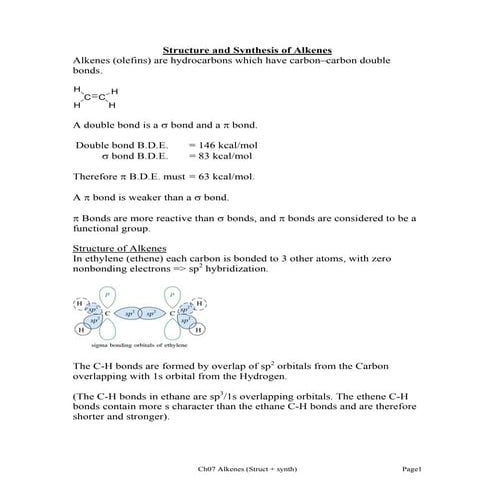 Ch07. structure and syntesys alkenes