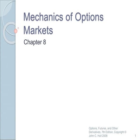 Ch08 :Mechanics of options Market of Financial derivatives @ | PPT