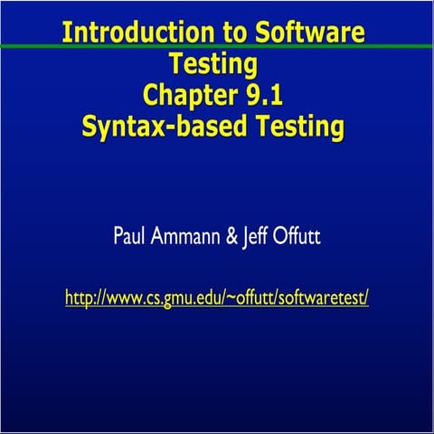 Introduction to Software Testing Syntax-based Testing | PDF
