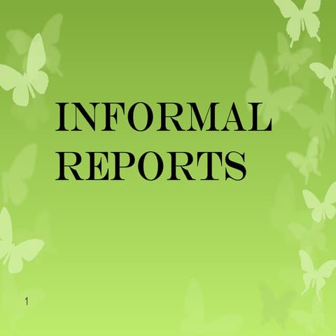 Informal Reports - Progress Report - Information Reports - Feasibility Report...