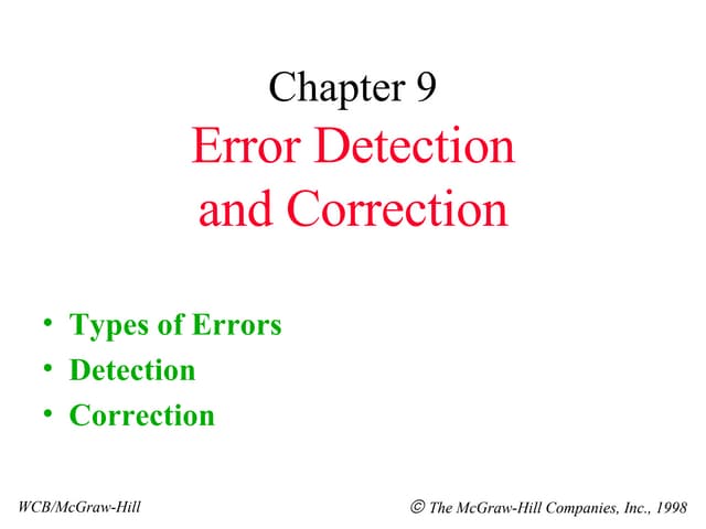 Error Detection and Correction in Data Communication DC18